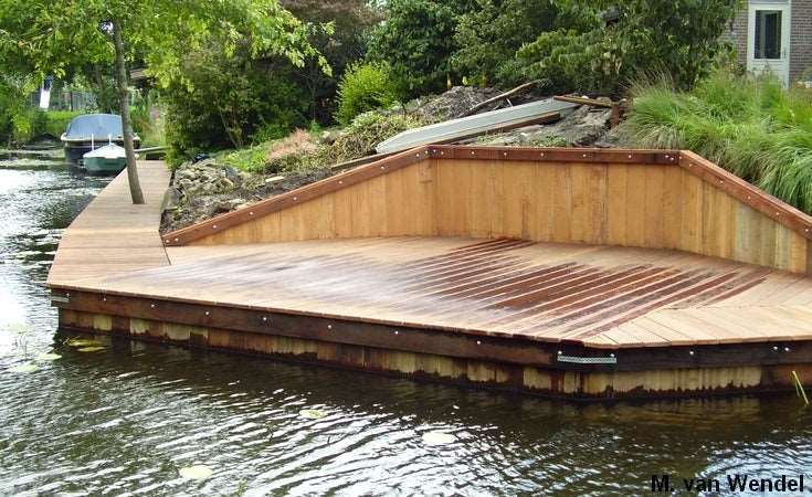 Damwand planken 40mm dik Hardhout per m2 - Wal-beschoeiing.nl
